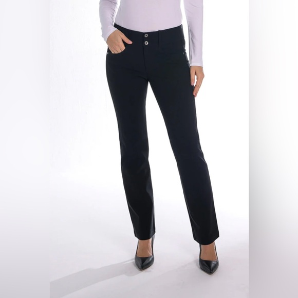 NWT BRENDA BEDDOME Straight Leg Pant 607A Houndstooth Black White Size 31 - Picture 3 of 11